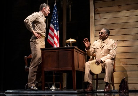 0026r - William Connell as Captain Charles Taylor and Norm Lewis as Captain Richard Davenport in the National Tour of A Soldiers Play - photo by Joan Marcus